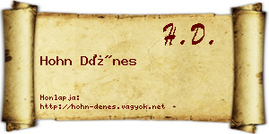 Hohn Dénes névjegykártya