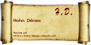 Hohn Dénes névjegykártya